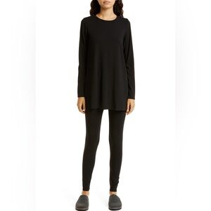 Eileen Fisher Black Long Sleeve Crewneck Tunic Top – Size Medium